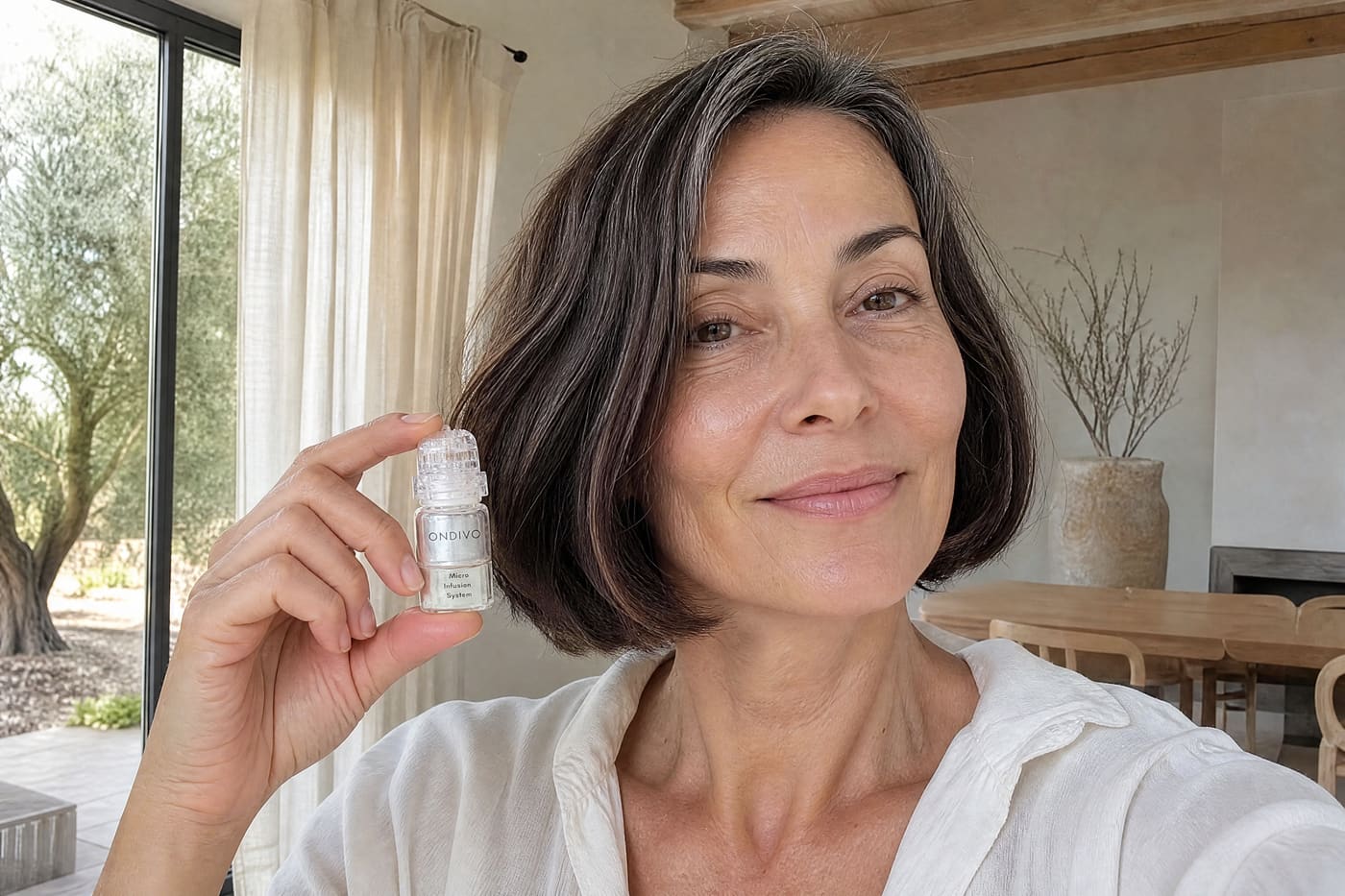Giovanna con il dispositivo di micro-infusione ONDIVO